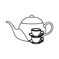Isolated tea kettle and cups vector design