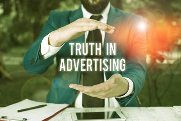 Conceptual hand writing showing Truth In Advertising. Concept meaning Practice Honest Advertisement...