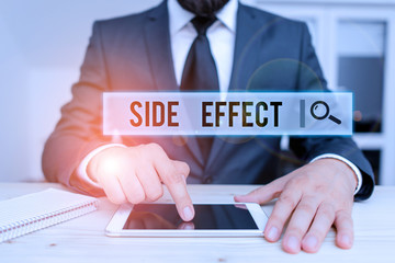 Conceptual hand writing showing Side Effect. Concept meaning typically undesirable effect of a drug...