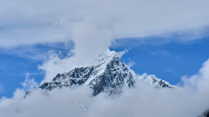 Fototapeta na wymiar mount Ama Dablam , Khumbu valley, Sagarmatha national park, Everest area, Nepal, tracking way to mount Everest