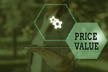 Handwriting text Price Value. Conceptual photo the price of a product based on what customers think...