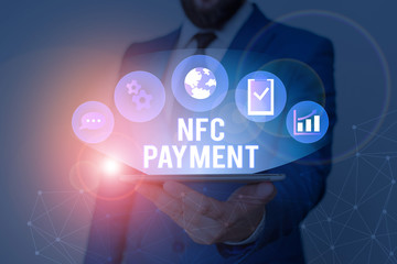 Conceptual hand writing showing Nfc Payment. Concept meaning contactless payment that use nearfield communication technology