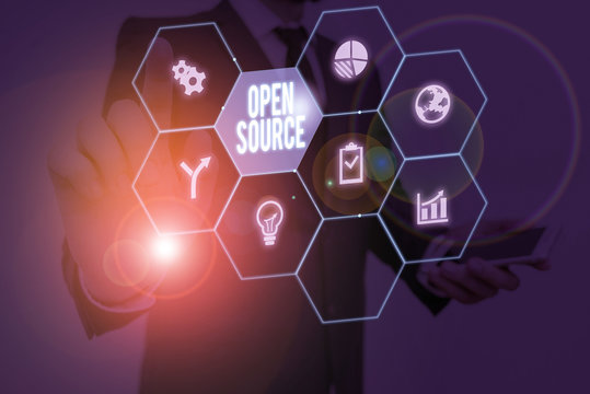 Text sign showing Open Source. Business photo showcasing denoting software which original source code is made free