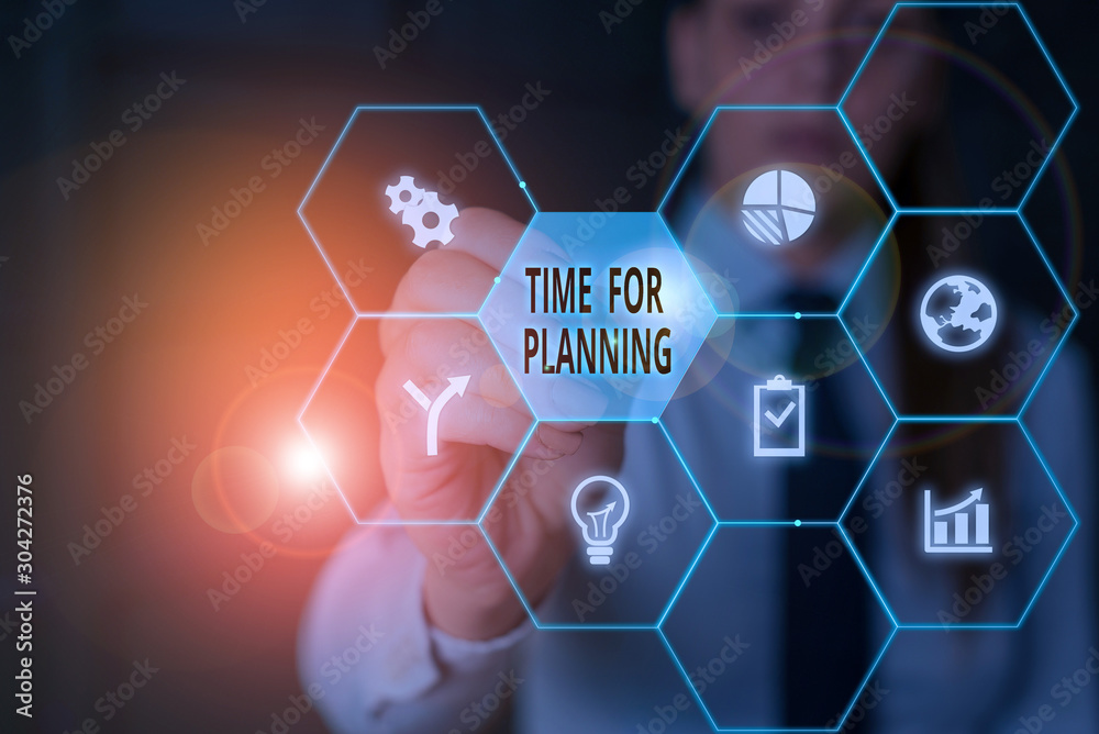 Poster writing note showing time for planning. business concept for setting up for things to do priority li