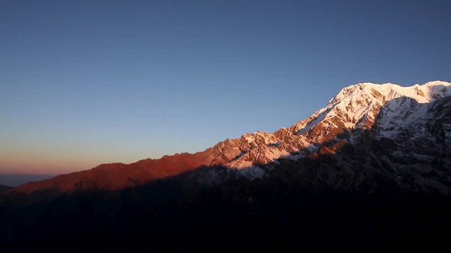 beautiful Panoramic morning view of Mount Annapurna South at Pokhara, Nepal.