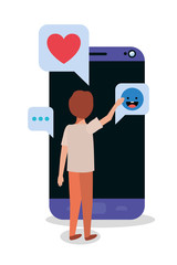 Digital smartphone and boy vector design