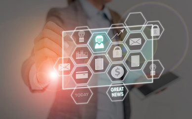 Conceptual hand writing showing Great News. Concept meaning someone or something that is positive encouraging and uplifting