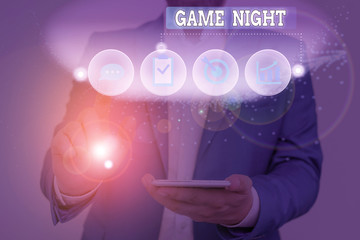 Text sign showing Game Night. Business photo text event in which folks get together for the purpose...