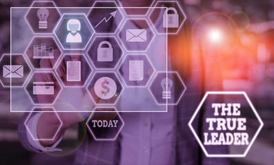 Text sign showing The True Leader. Business photo text one that move and encourage group of showing Responsibility