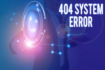 Word writing text 404 System Error. Business photo showcasing message appears when website is down and cant be reached