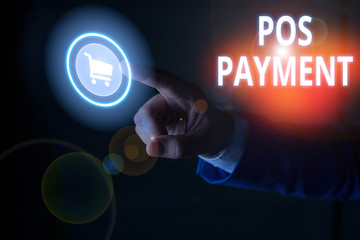 Word writing text Pos Payment. Business photo showcasing customer tenders payment in exchange for goods and services