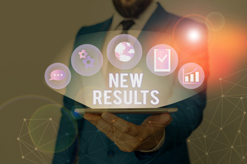 Conceptual hand writing showing New Results. Concept meaning something that happens or exists...