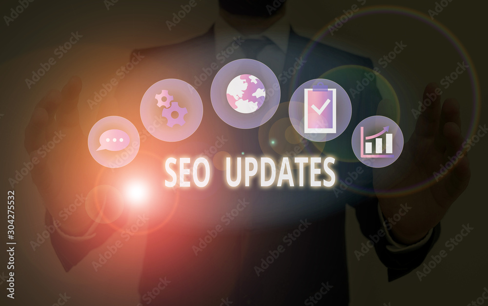 Wall mural handwriting text seo updates. conceptual photo new information or design in search engine optimizati
