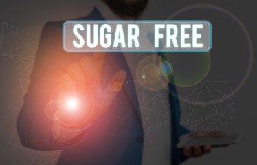 Word writing text Sugar Free. Business photo showcasing containing an artificial sweetening substance instead of sugar