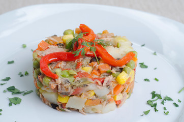 Russian salad, tuna and paprika - Spanish food