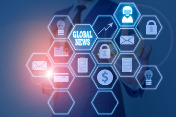 Handwriting text Global News. Conceptual photo world noteworthy information about recent or important events