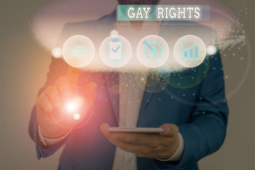 Text sign showing Gay Rights. Business photo text equal civil and social rights for homosexuals individuals