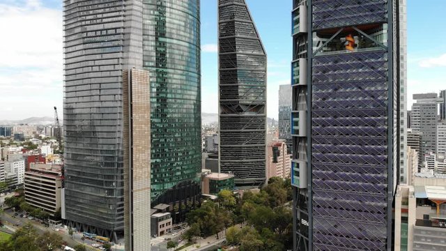 Drone view of the tallest skyscrapers in Mexico City