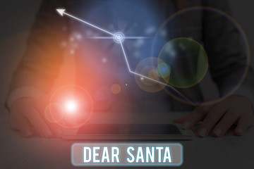 Conceptual hand writing showing Dear Santa. Concept meaning letter intended for Santa Claus written by kids during Christmas