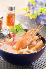 Tom yum goong or spicy tom yum soup with shrimp,Thai food