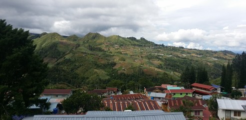 This is village near the mount Kinabalu during cloudy sky