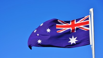 A red, white and blue Australian flag