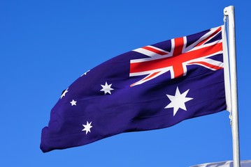 A red, white and blue Australian flag