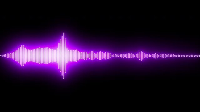 Purple song recording glowing radio frequency wave on a black background - looped