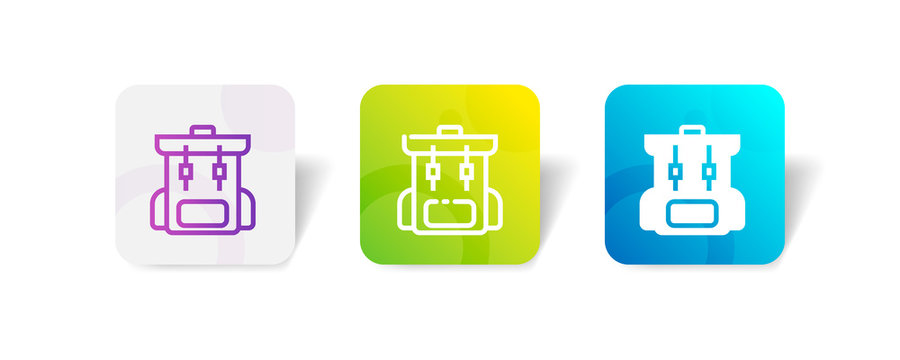 backpack outline and solid icon in smooth gradient background button