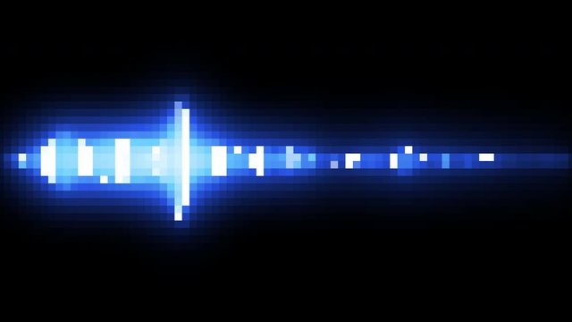 Blue disco effect pixelated light abstract voice recording frequency sound wave graph - looped