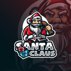 santa claus mascot logo design vector with modern illustration concept style for badge, emblem and tshirt printing. smart santa illustration.