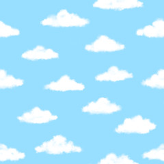 Seamless Baby Fluffy Clouds Pattern. Great for Wallpaper, web Background, Wrapping Paper, Fabric, Packaging, Greeting cards, Invitations and more. 