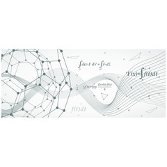 Technology, chemistry and science banner design template. Molecule and communication pattern. Connected lines with dots.