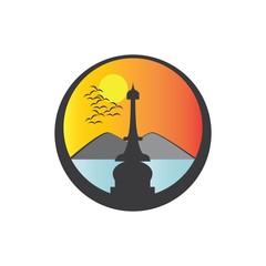 TOWER SUNSET ILLUSTRATION VECTOR TEMPLATE