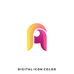 Letter A Colorful Illustration Vector Design Template