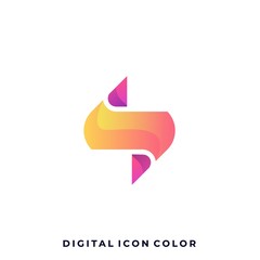 Letter N Colorful Illustration Vector Design Template