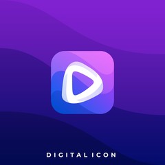 Digital Icon Play Colorful Illustration Vector Design Template