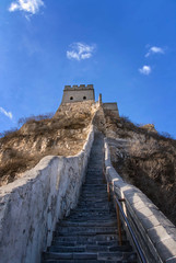 Fototapeta na wymiar The Great Wall of China in winter. The Badaling area. China famous landmark. wonders of the world