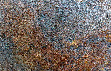Rusted on surface of the old iron, Deterioration of the steel, Decay and grunge Texture background