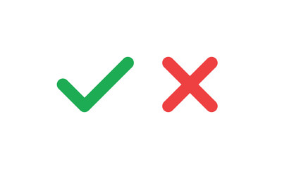 Check marks. Tick and cross vector icons. Yes and No symbols.