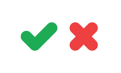 Check marks. Tick and cross vector icons. Yes and No symbols.