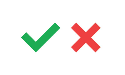Check marks. Tick and cross vector icons. Yes and No symbols.