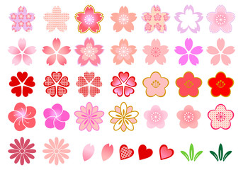 和風　花のアイコン　セット