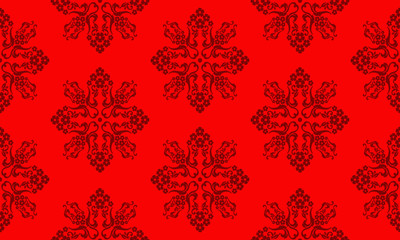 Seamless christmas floral pattern, bright red background.