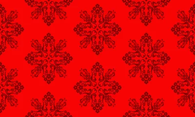 Foto op Plexiglas Seamless christmas floral pattern, bright red background. © StockFloral