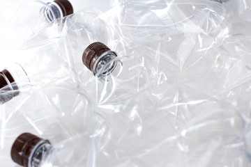 empty transparent plastic bottles background