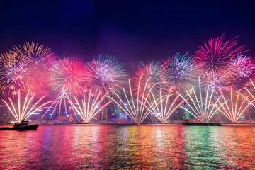 Fototapeta premium Hong Kong New Year Fireworks Countdown