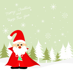 Vector Cute Christmas characters of santa claus winter snowy.