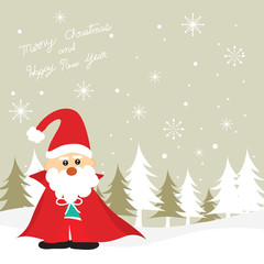 Vector Cute Christmas characters of santa claus winter snowy.
