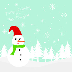 Vector Cute Christmas characters of  snowman winter snowy.